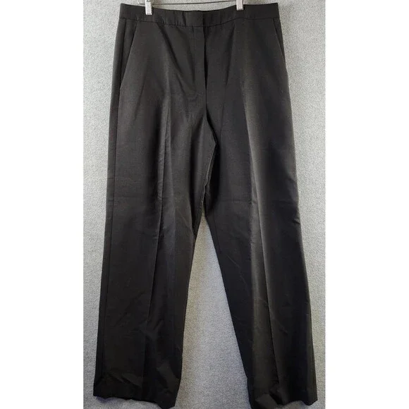 Theory Wool Blend Wide Leg Clean Terena K Pants Women's 12 Black Zip Fly Closure - Picture 2 of 15